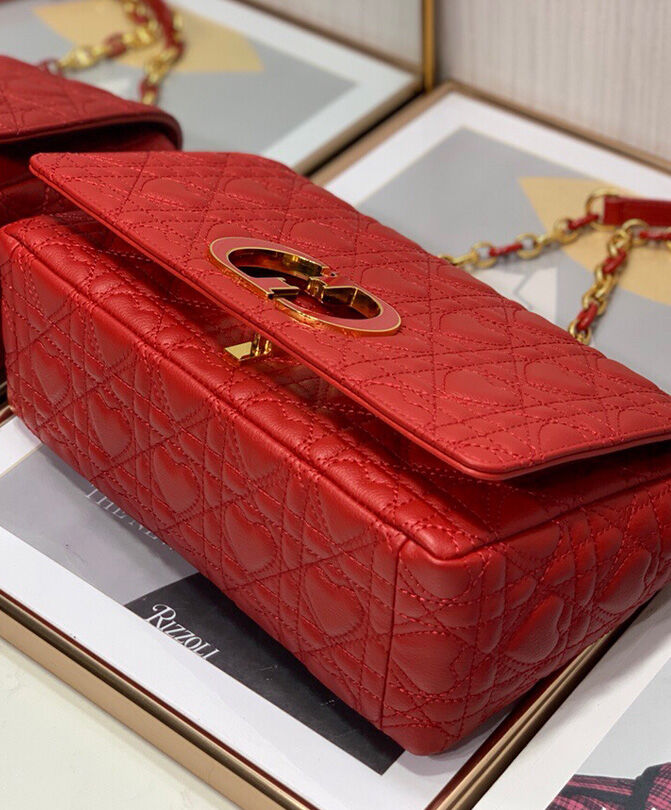 Christian Dior Medium Dior Caro Bag Red